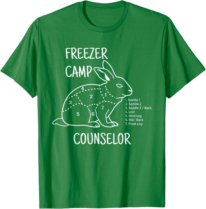 Freezer Camp Rabbit Meat - Funny Homestead and Hunter T-Shirt in Kelly Green
