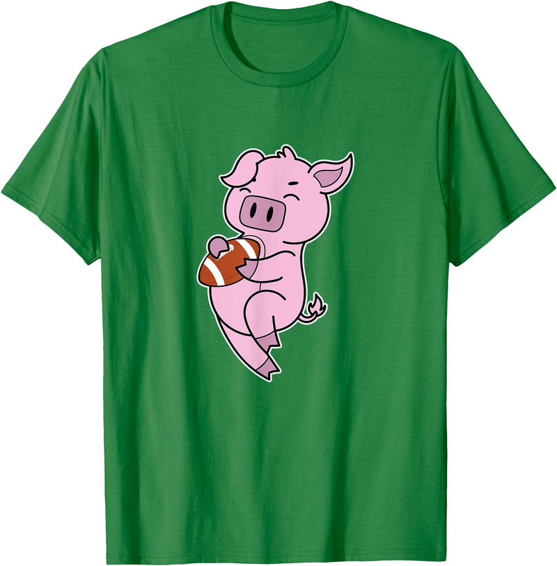 American Football USA animal Touchdown sport ball Pig plays American Football T-Shirt - Kelly Green