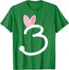 ThreeYear Old Gift Bunny Rabbit Numeral 3 for Girls and Boys T-Shirt in Kelly Green