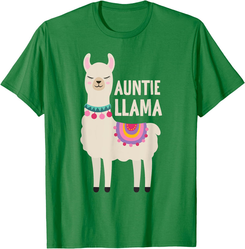 Family Matching Llama Birthday Auntie Llama Aunt Of The Birthday Llama Party Family T-Shirt - Kelly Green