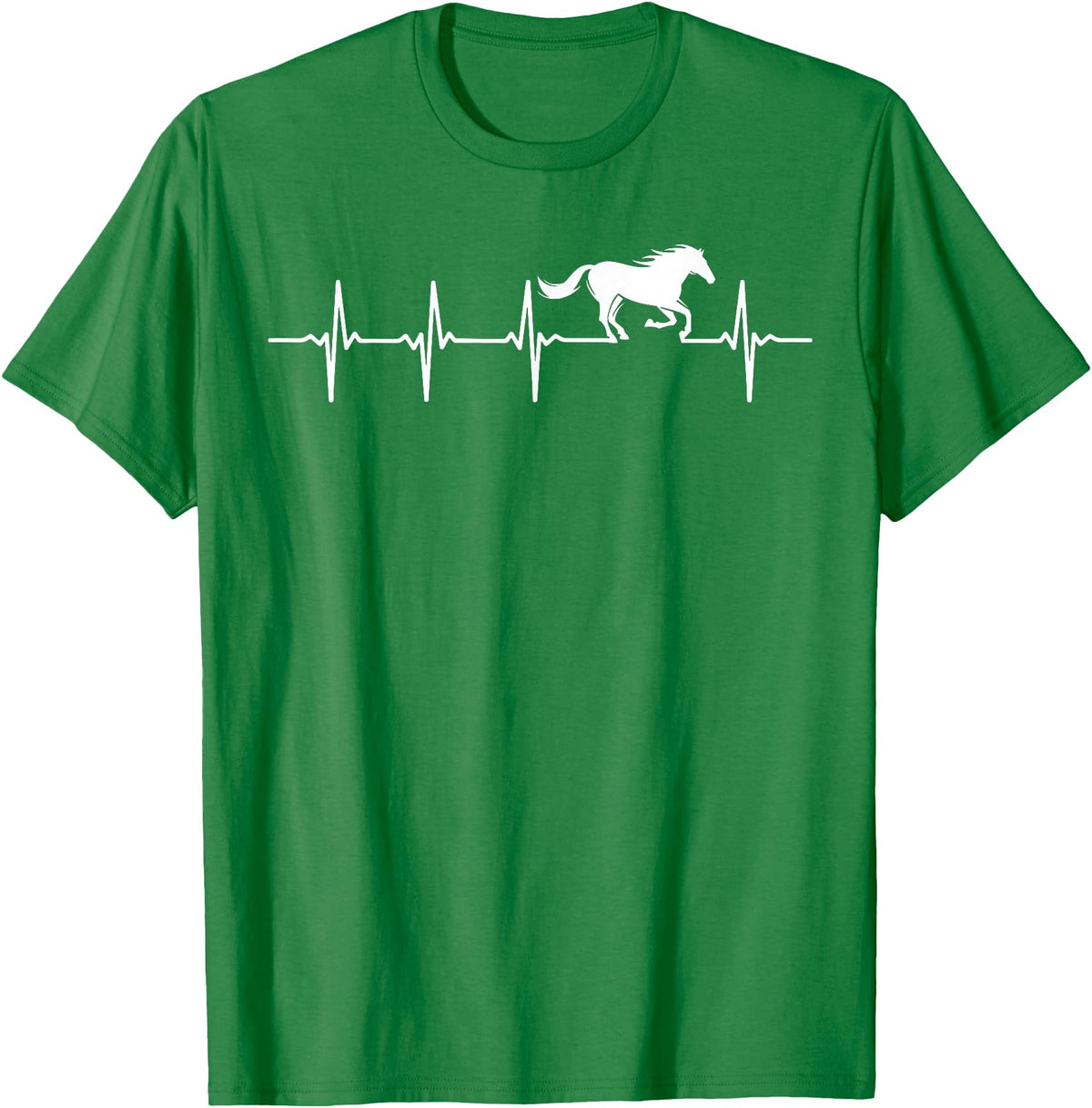 Heartbeat Horse Lover Gifts Women Men Girls Gifts Horse Lover Gifts Heart EKG Heartbeat Pulseline Cardiology T-Shirt - Kelly Green