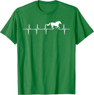Heartbeat Horse Lover Gifts Women Men Girls Gifts Horse Lover Gifts Heart EKG Heartbeat Pulseline Cardiology T-Shirt - Kelly Green