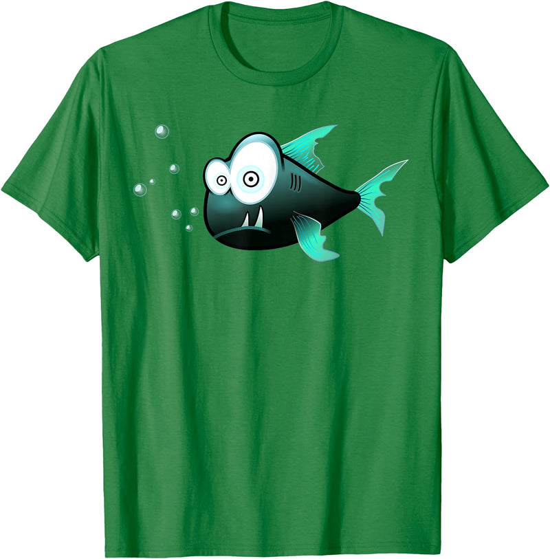 Toothy Fish Funny Snaggle-tooth Fish Art Illustration T-Shirt - Kelly Green