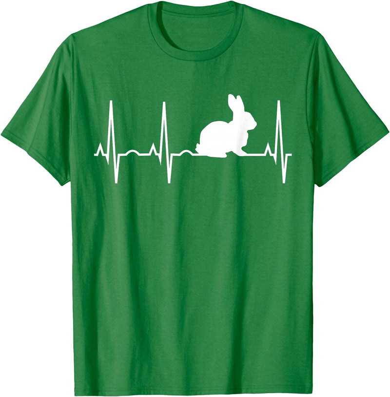 Bunny Heartbeat for Bunny Lovers Rabbit Gift T-Shirt in Kelly Green