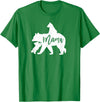 Artsy Mommy Bear Silhouette Nature Family Gifts Mama Bear 2 Baby Bear Cubs Playing Riding on Back T-Shirt - Kelly Green