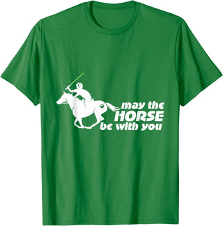 NickerStickers May the Horse Be With You | Equestrian Geek T-Shirt T-Shirt - Kelly Green