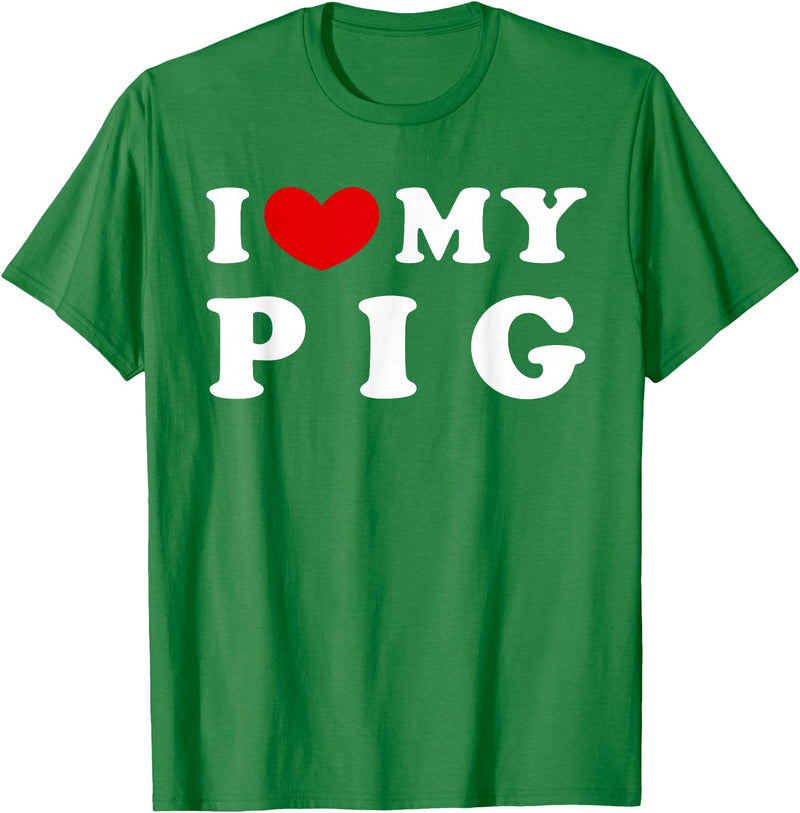 I Heart My Everything - Collection I Love My Pig T-Shirt - Kelly Green