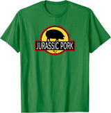 Pork lover Porky Pig sow gift idea Jurassic Pork - Ultra Funny Parody - Eat Meat - Pig Pork T-Shirt - Kelly Green