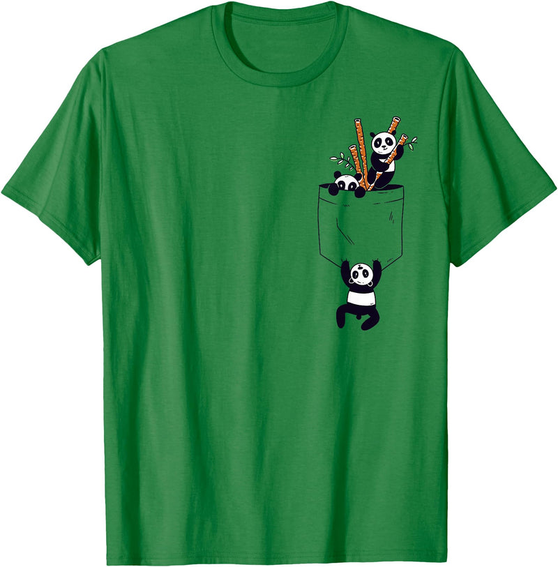 Kawaii Clothes - Anime Merch - japanese streetwear Kawaii Clothes Baby Panda Bear Pocket Panda T-Shirt - Kelly Green