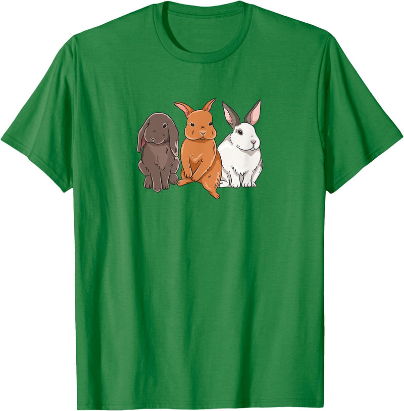 3 Sweet Bunnies Love Design for Bunny Pet Owners T-Shirt in Kelly Green