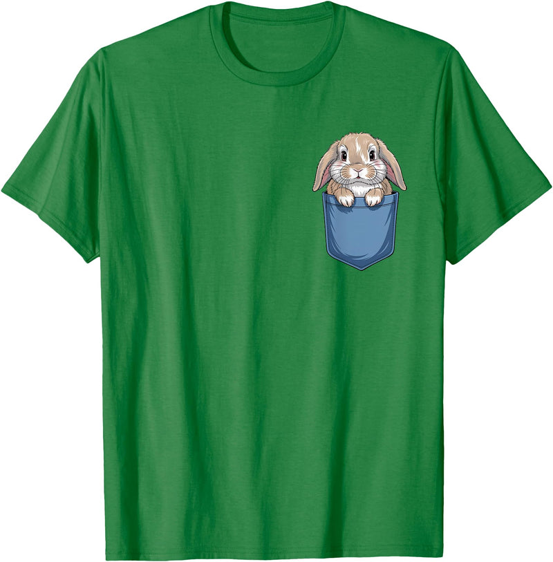 Cute Pocket Rabbit Lovers Bunny Mom T-Shirt in Kelly Green