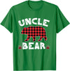 Uncle Bear Buffalo Dark Red Plaid Christmas Pajama Family T-Shirt - Kelly Green