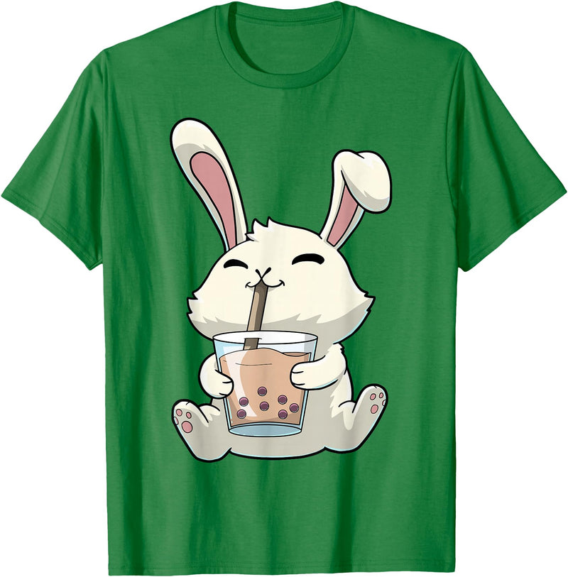 Cute Rabbit Lover Bunny Graphic T-Shirt (Olive Green) in Kelly Green
