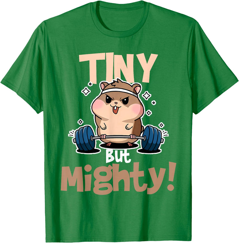 Weightlifting Hamster Tiny but Mighty! T-Shirt - Kelly Green