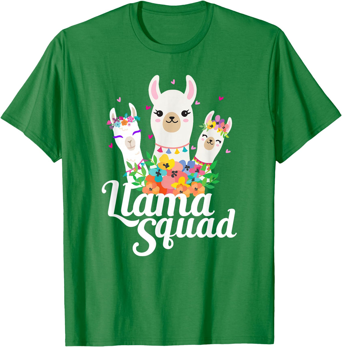 Llamas and Alpaca Gifts Llama Squad Funny Cute Llama Matching T-Shirt - Kelly Green