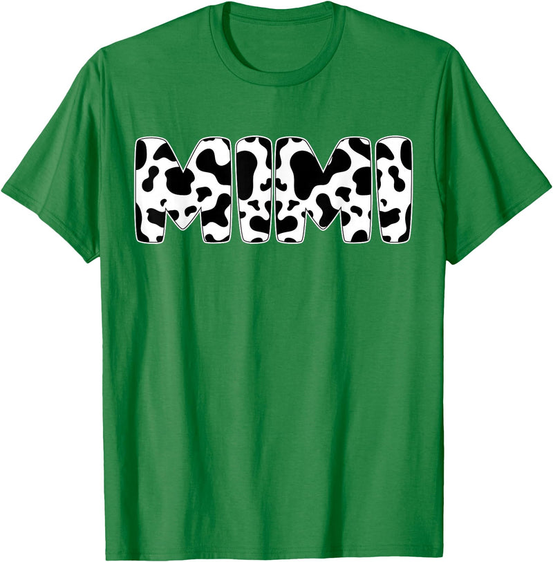 Family Matching Gifts Cow Mimi Cow Print Cow Pattern Mother's Day T-Shirt - Kelly Green