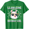 LLama Squad Shirts and Gifts Llama Birthday Girl Party Outfit Amazing Pun Fun Rainbow T-Shirt - Kelly Green