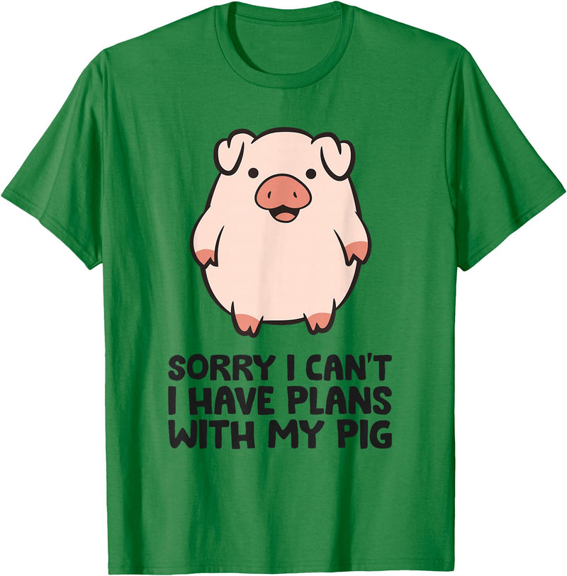 Pig Lover and Pig Farmer Gifts And Tees Pig Farmer Sorry I Can't I Have Plans With My Pig T-Shirt - Kelly Green