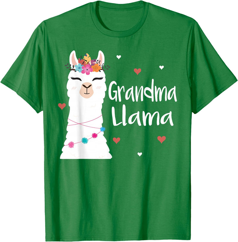 Me & Mommy Llama Co. Grandma Llama Cute Llamas Lover Best Grandmother Ever T-Shirt - Kelly Green