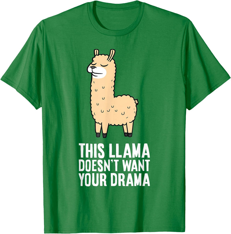 Funny Llama Lover Gifts This Llama Doesn't Want Your Drama Funny Drama LLama T-Shirt - Kelly Green