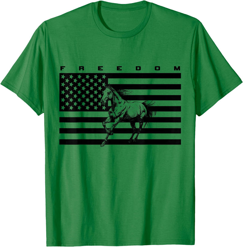 BASBO American Flag Horseback Riding Apparel - Horse T-Shirt - Straight - Kelly Green