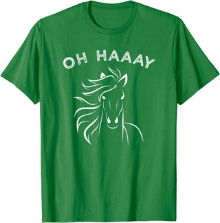 Horse Tee Apparel Funny Oh Haaay Horse T-Shirt, Funny Oh Hey Horse Tee T-Shirt - Kelly Green