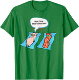 Bacon T Shirt Co Next Time Wear Sunscreen Funny Pig Bacon Sunbathing T-Shirt - Kelly Green