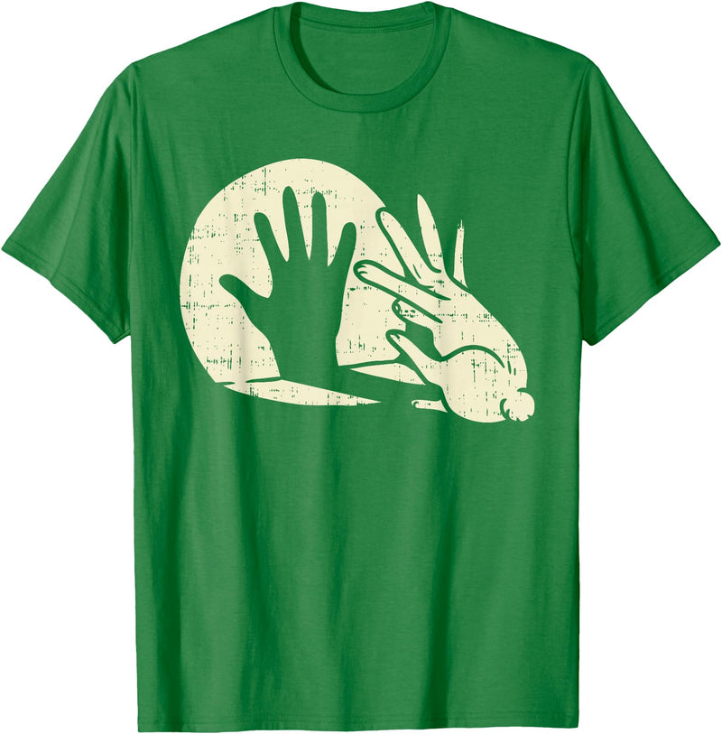 Funny Rabbit Animal Bunny Lover Shadow Play Pun Gift T-Shirt in Kelly Green