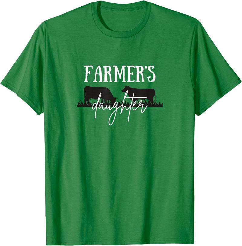 Wild Echo Designs Farmer's Daughter, Farm Life, Cattle Farm, Cute Cow T-Shirt - Kelly Green