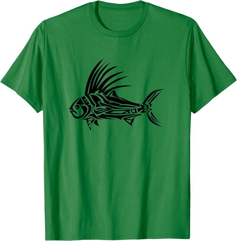 Fishing Tee Shirts & Fisherman Gifts Roosterfish Shirt - Cool Rooster Fish Tribal Design T-Shirt T-Shirt - Kelly Green