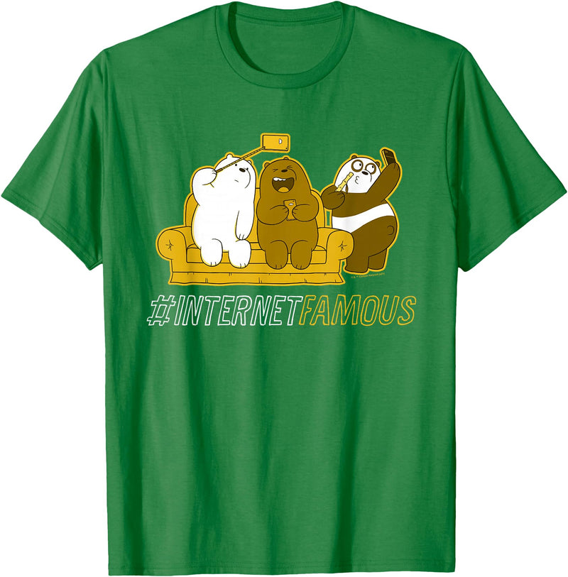 Cartoon Network We Bare Bears Grizz Panda Ice Bear Internet Famous T-Shirt - Kelly Green