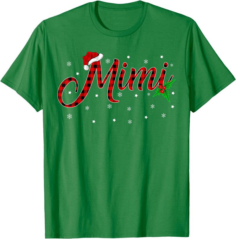 Buffalo Plaid Matching Christmas Pajamas Gifts Funny Matching Family Buffalo Plaid Mimi Christmas Pajama T-Shirt - Kelly