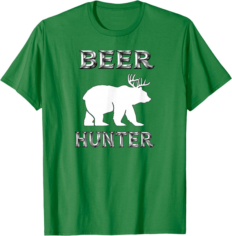 funny Beer Hunter shirt Funny Bear Deer BEER Hunting Tee Shirt T-Shirt - Kelly Green