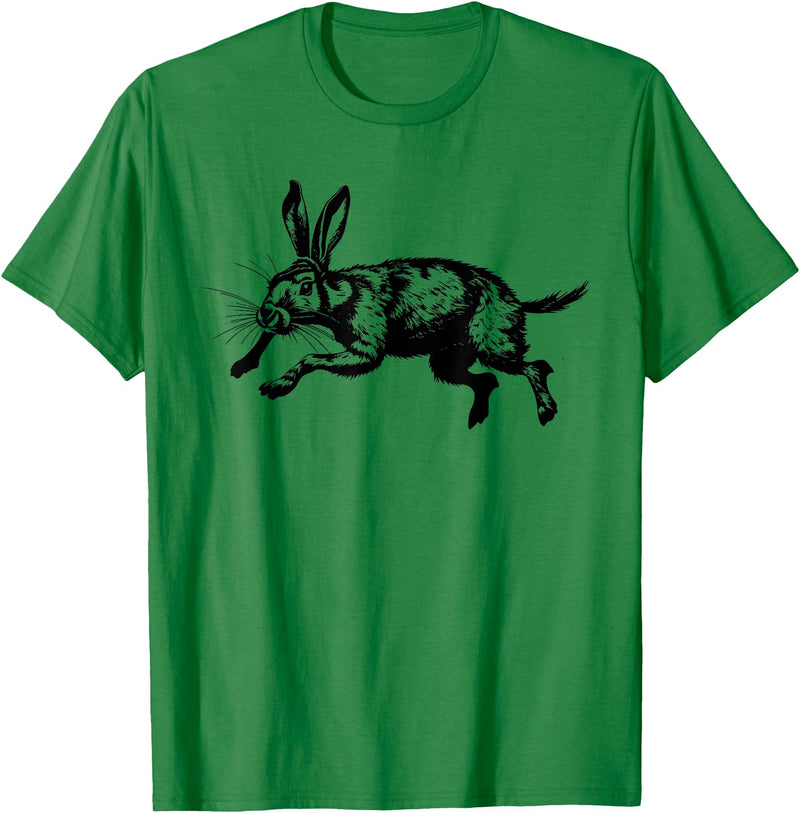 Jackrabbit Bunny Rabbit Hare Minimalist Animal Drawing T-Shirt in Kelly Green