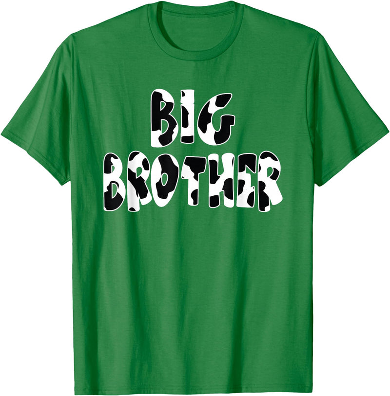 funny saying Gifts for Family Members and more Big Brother Cow Print Cow Pattern T-Shirt - Kelly Green