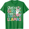 Funny Adorable Llama Lover Just a Girl Who Loves Cute Llamas Gifts for Girls Kids T-Shirt - Kelly Green