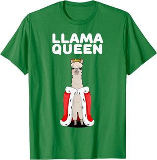 Womens Llama Shirts for Girls Llama Queen | Girls Llama Tshirt | Womens Llama T-Shirt - Kelly Green