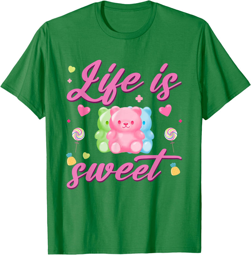 Funny gummy bear lover gummy bear candy Gummy Bear Life is Sweet Candy Gummy Bear T-Shirt - Kelly Green