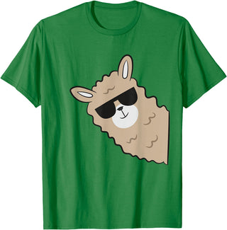 Funny Llama And Alpaca Gifts Cute Llama Alpaca with Sunglasses Funny Llama T-Shirt - Kelly Green