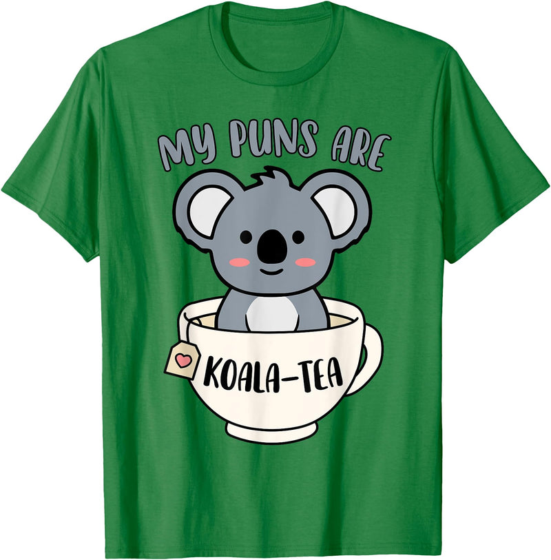Cute Shirts and Merch My Puns Are Koala Tea Funny Cute Koala Bear Animal Pun T-Shirt - Kelly Green