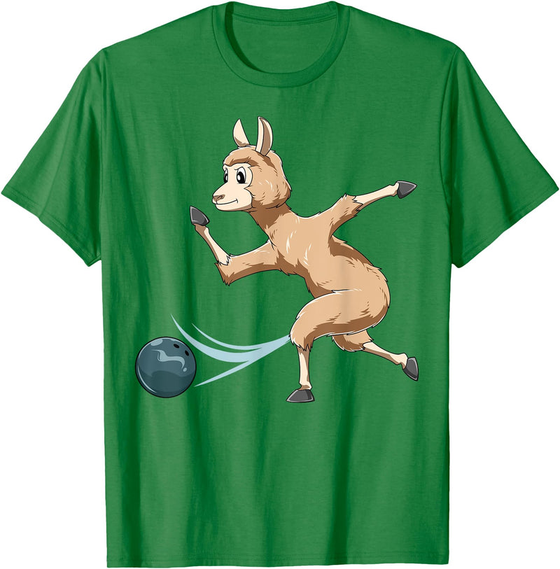 Bowling Gifts & Tees Llama Bowling Llama Playing Bowling Llama T-Shirt - Kelly Green