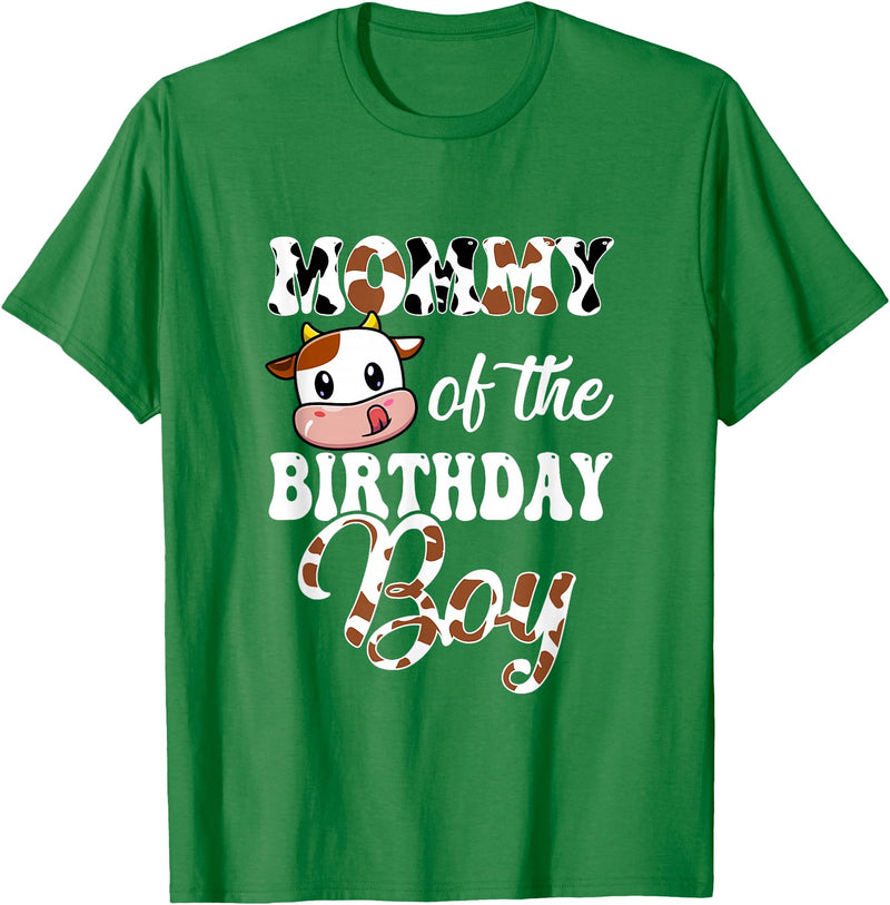 Love Family Matching Mommy of The Birthday Boy Cow Farm 1St Birthday Boy T-Shirt - Kelly Green