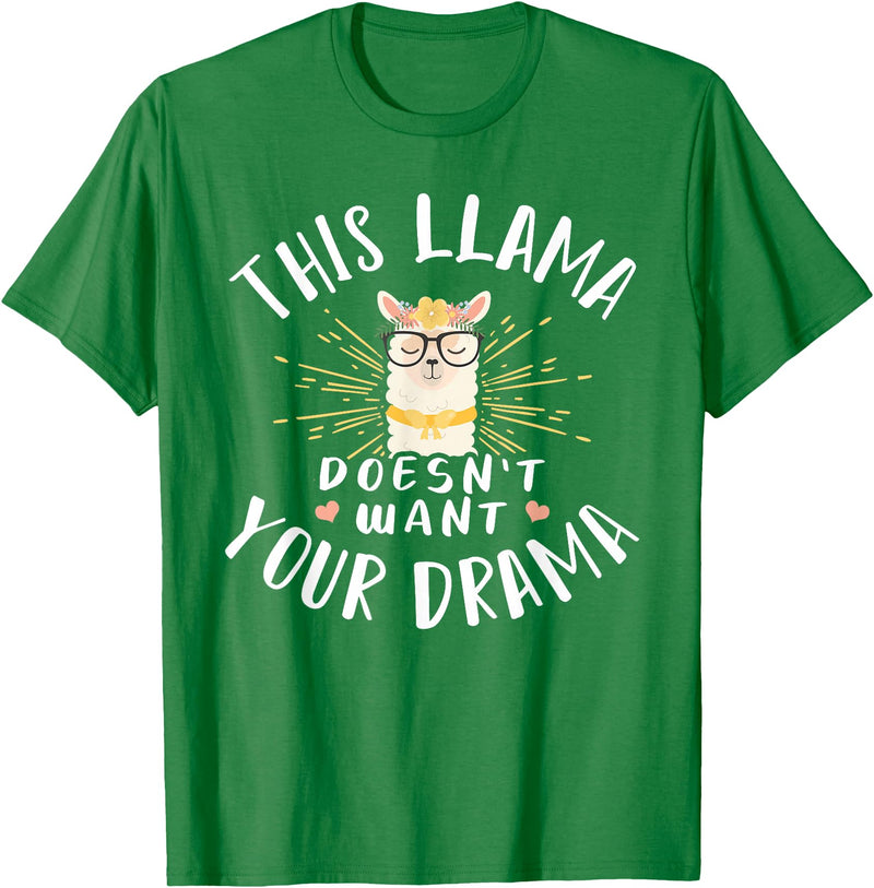 Cute Llama And Alpaca Animal Design Ideas Dieses Lama Wanna dein Drama nicht T-Shirt - Kelly Green