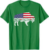 Gift for Animal Lovers & Fans Buffalo 4th Of July Patriotic US Flag American Buffalo Women Kids Men T-Shirt - Kelly Green