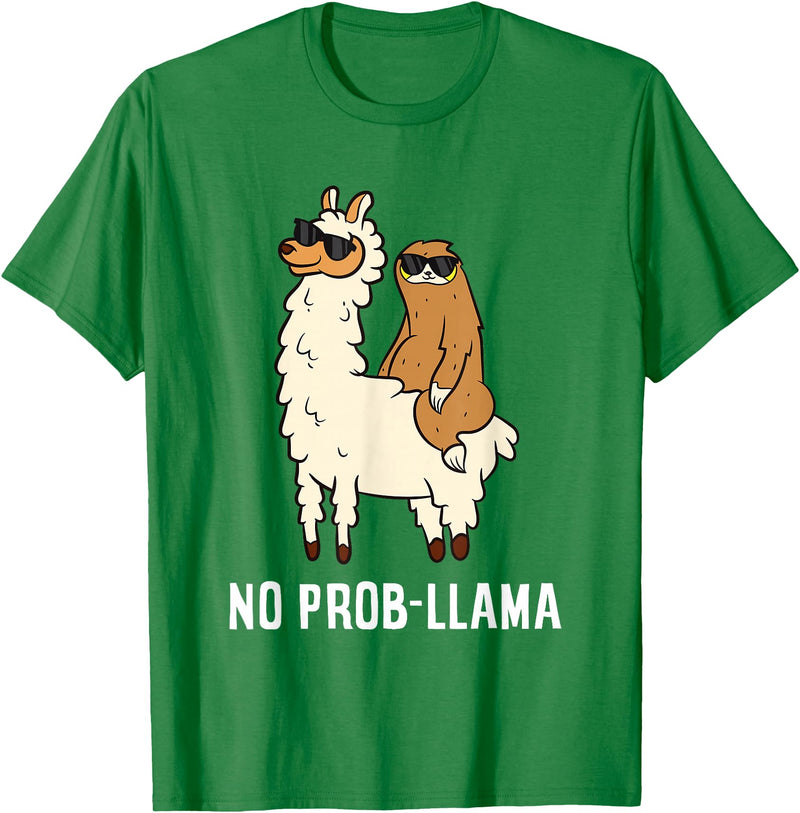 The Llama Lover No Prob-llama Cute No Prob Llama T-Shirt - Kelly Green
