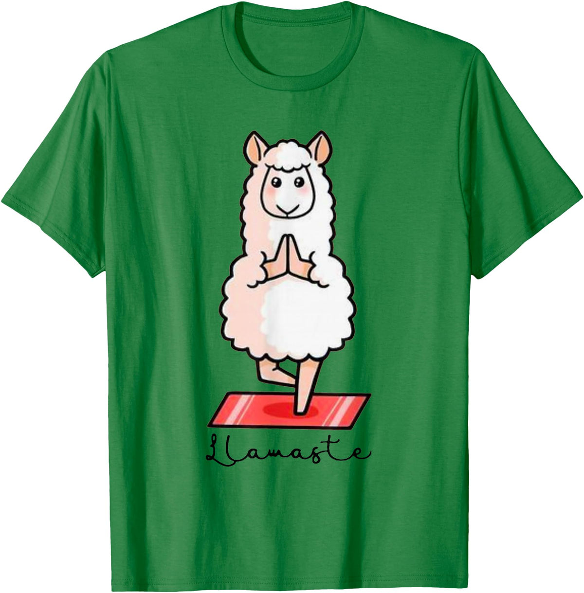 Dibba Designs Llamaste Llama Alpaca Yoga Exercise Fitness Gym Workout T-Shirt - Kelly Green