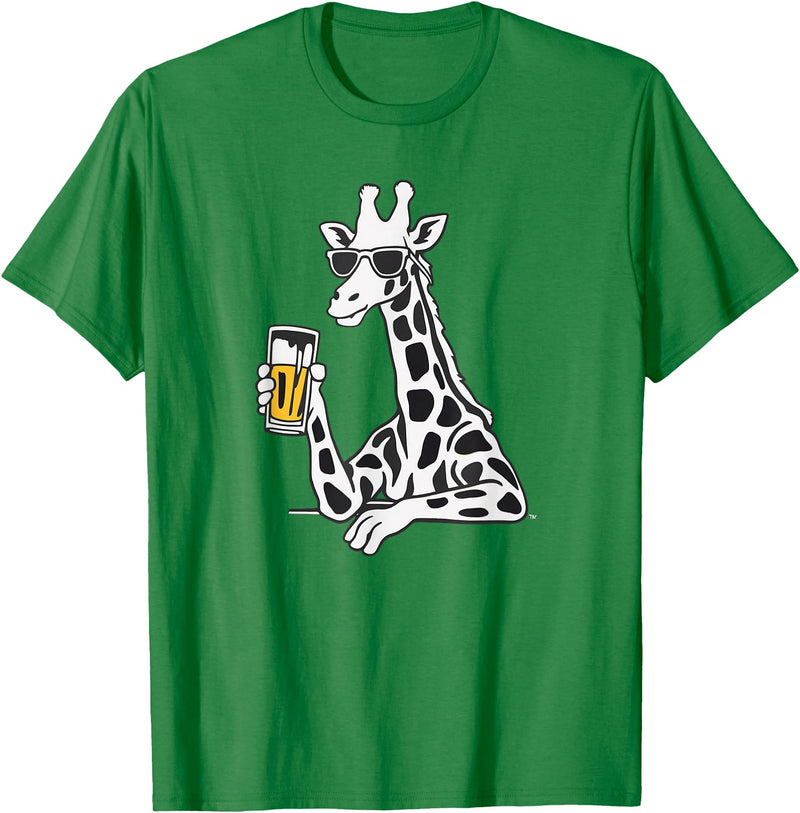 Laroli Aesthetic Art Cool Sunglasses Giraffe Beer Drinking Giraffe T-Shirt - Kelly Green