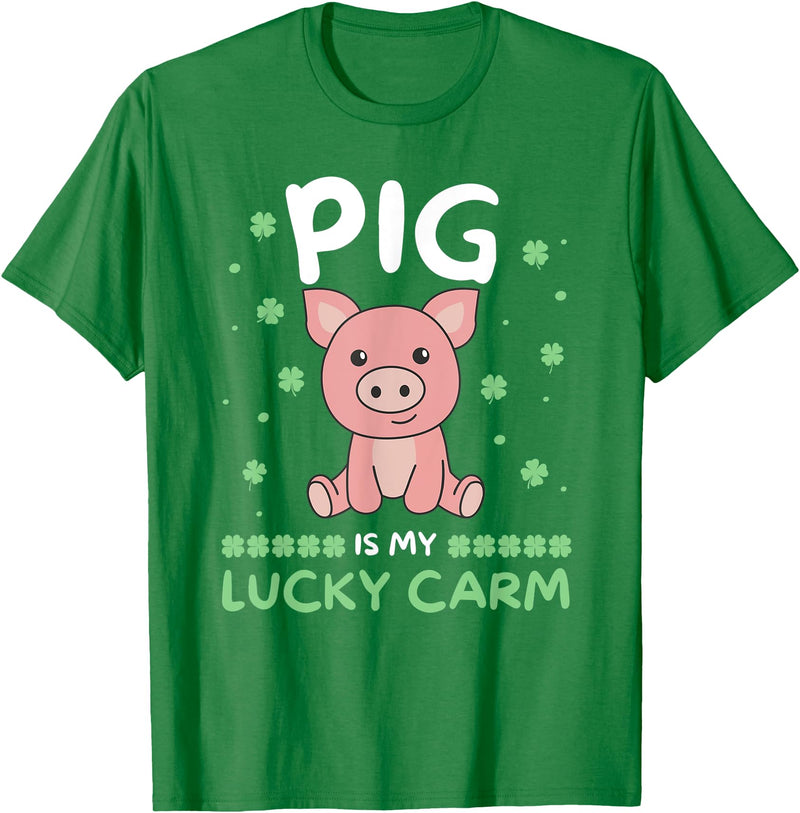 Ireland Cute Animals St. Patrick's Day Pig Is My Lucky Carm Shamrock St. Patrick's Day Pig T-Shirt - Kelly Green