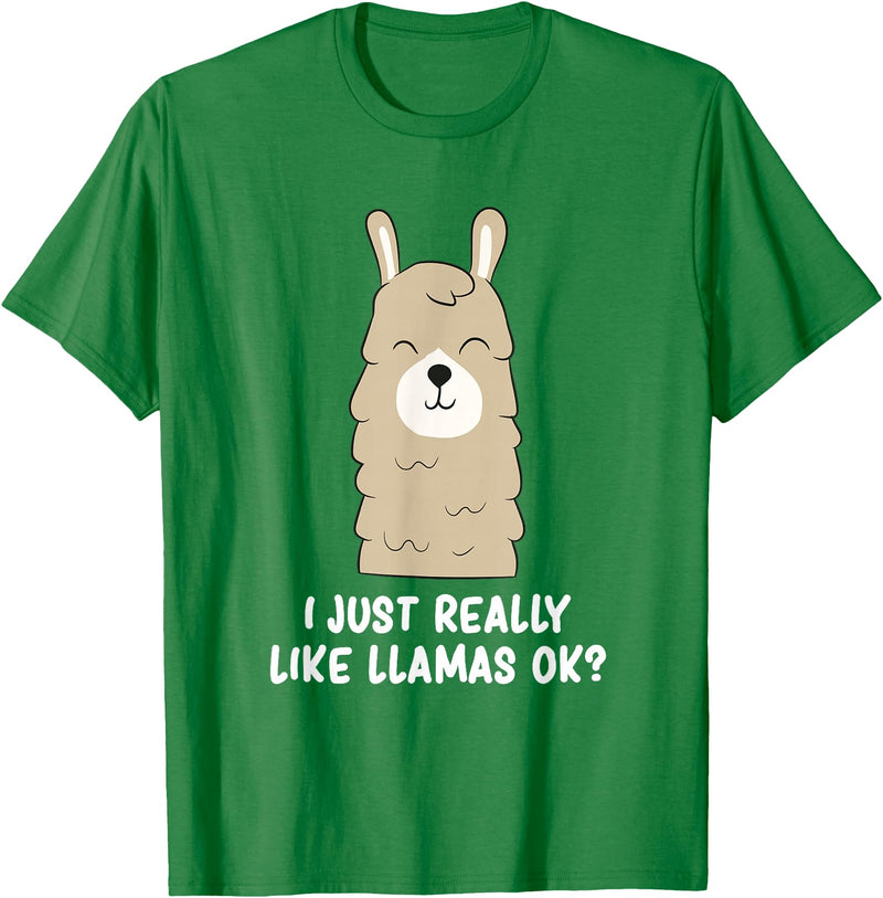 Funny Llama And Alpaca Gifts I Just Really Like Llamas T-Shirt - Kelly Green