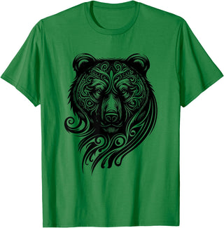 Best Tribal Tattoo Designs I Trends I Born for Art Bear Grizzly Nordic Indian Celtic Mythology Wild Animal Fan T-Shirt - Kelly Green